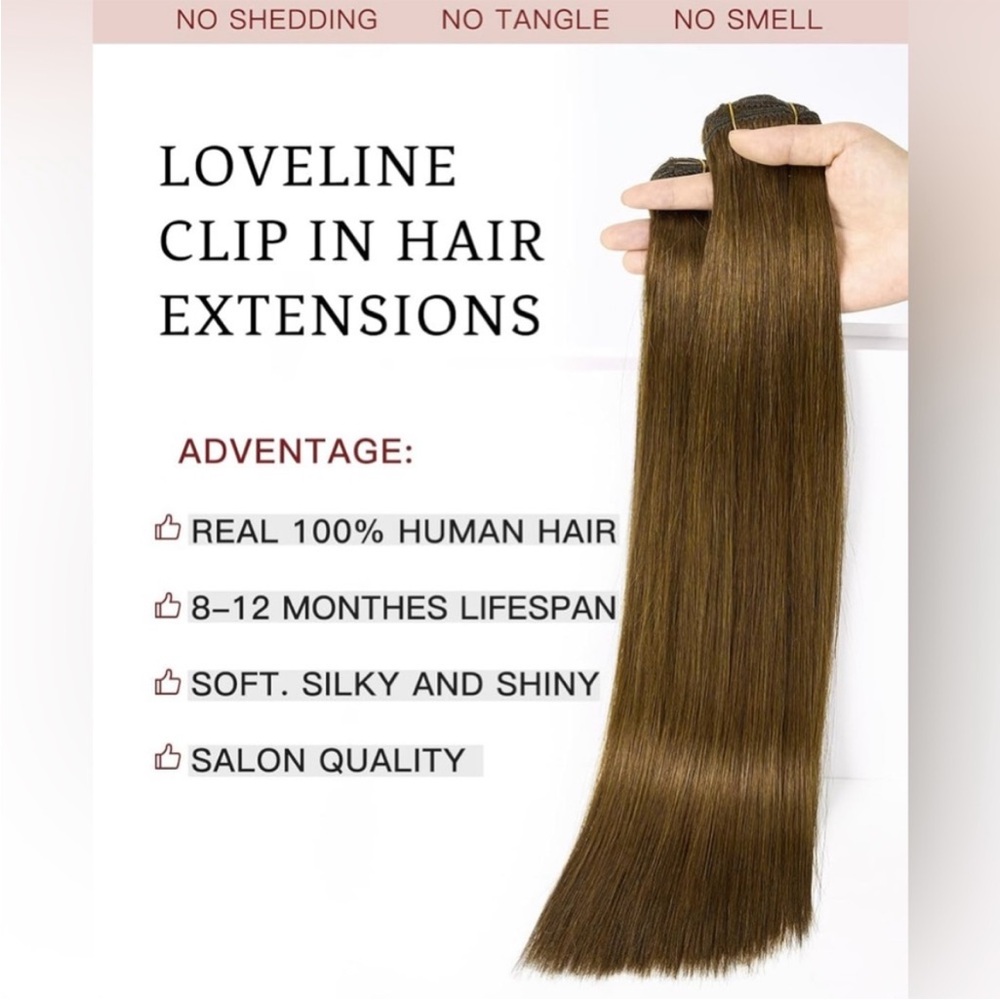 Chocolate Brown Remy Human Hair 20 Inch Clip In Hair Extensions - Picture 10 of 14